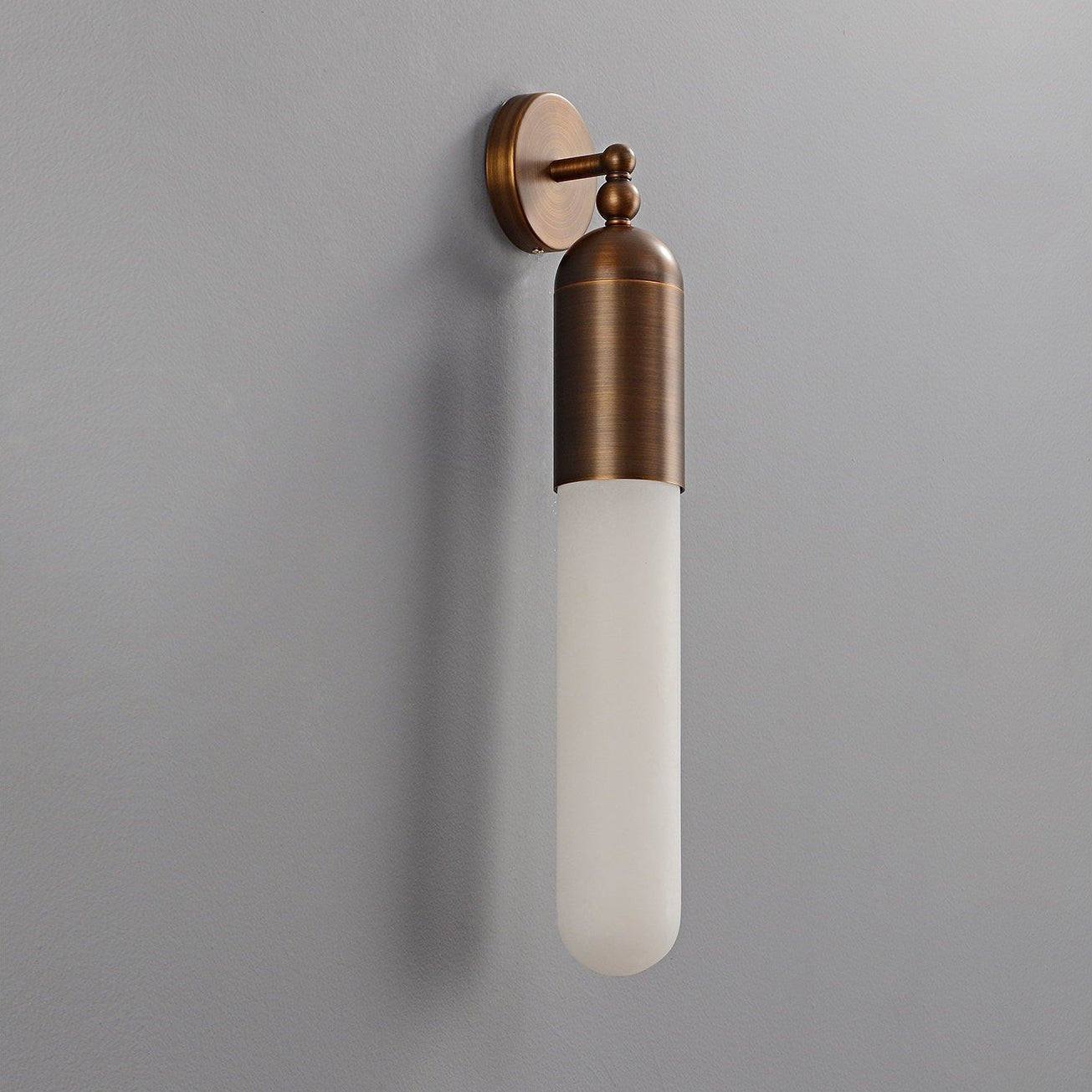 Alabaster Sculpted Tube Wall Light, Hardwired Wall Sconce, Brass, Dia 8cm x H 48cm
