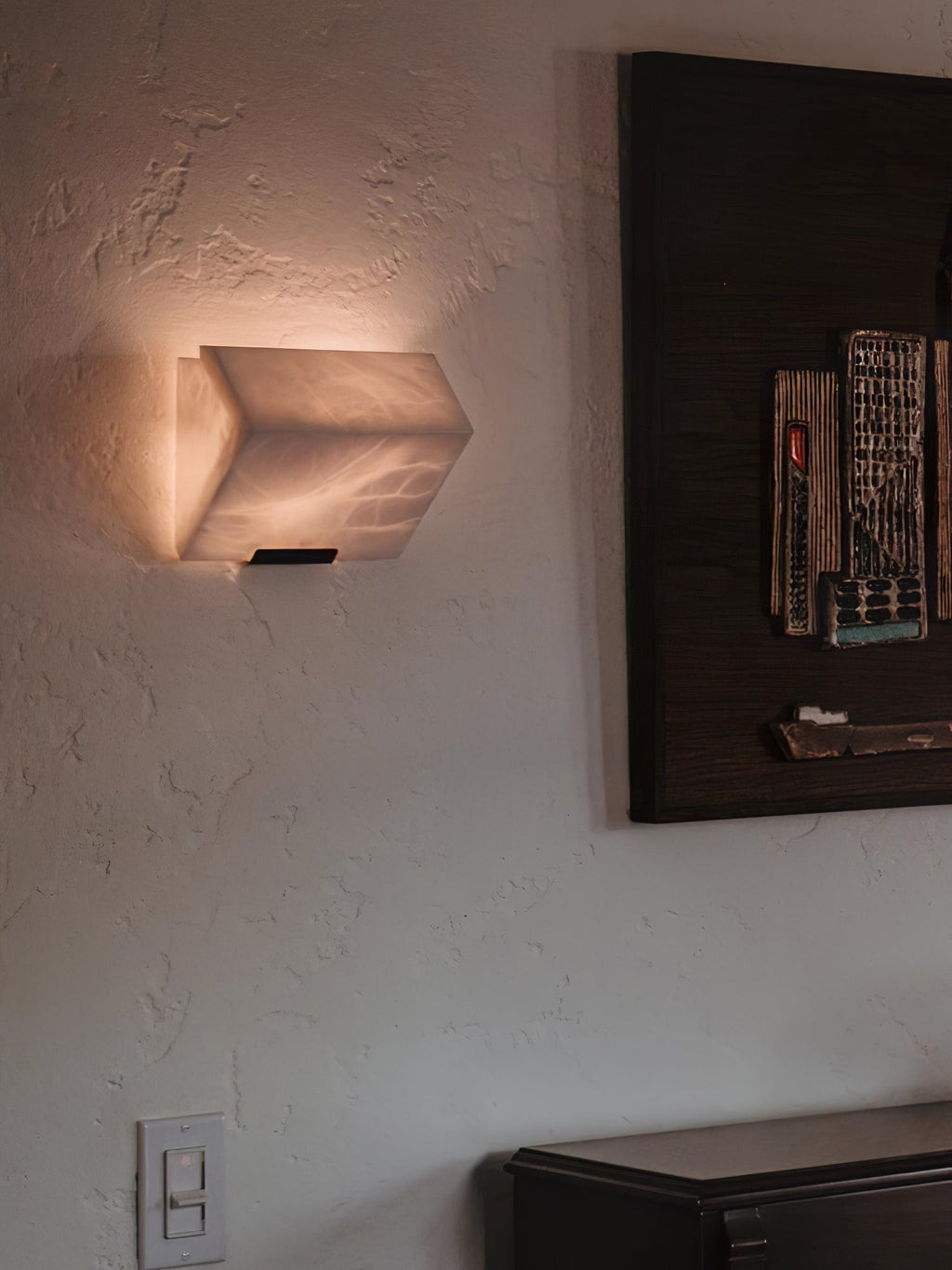 Alabaster Staircase Wall Light, Hardwired Wall Sconce, detail 27