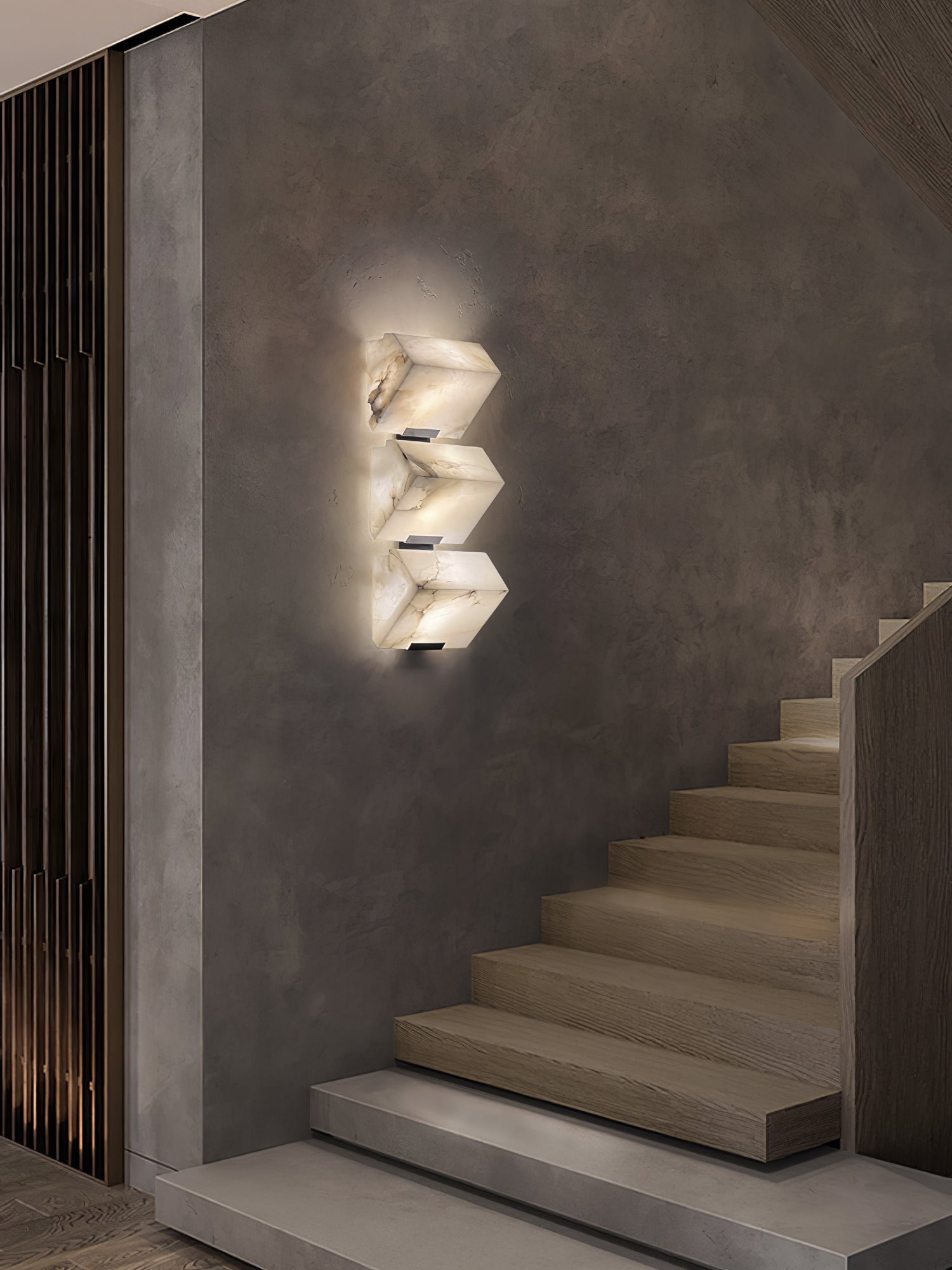 Alabaster Staircase Wall Light, Hardwired Wall Sconce, detail 11