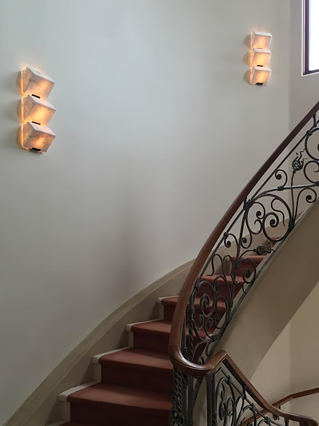 Alabaster Staircase Wall Light, Hardwired Wall Sconce, detail 29