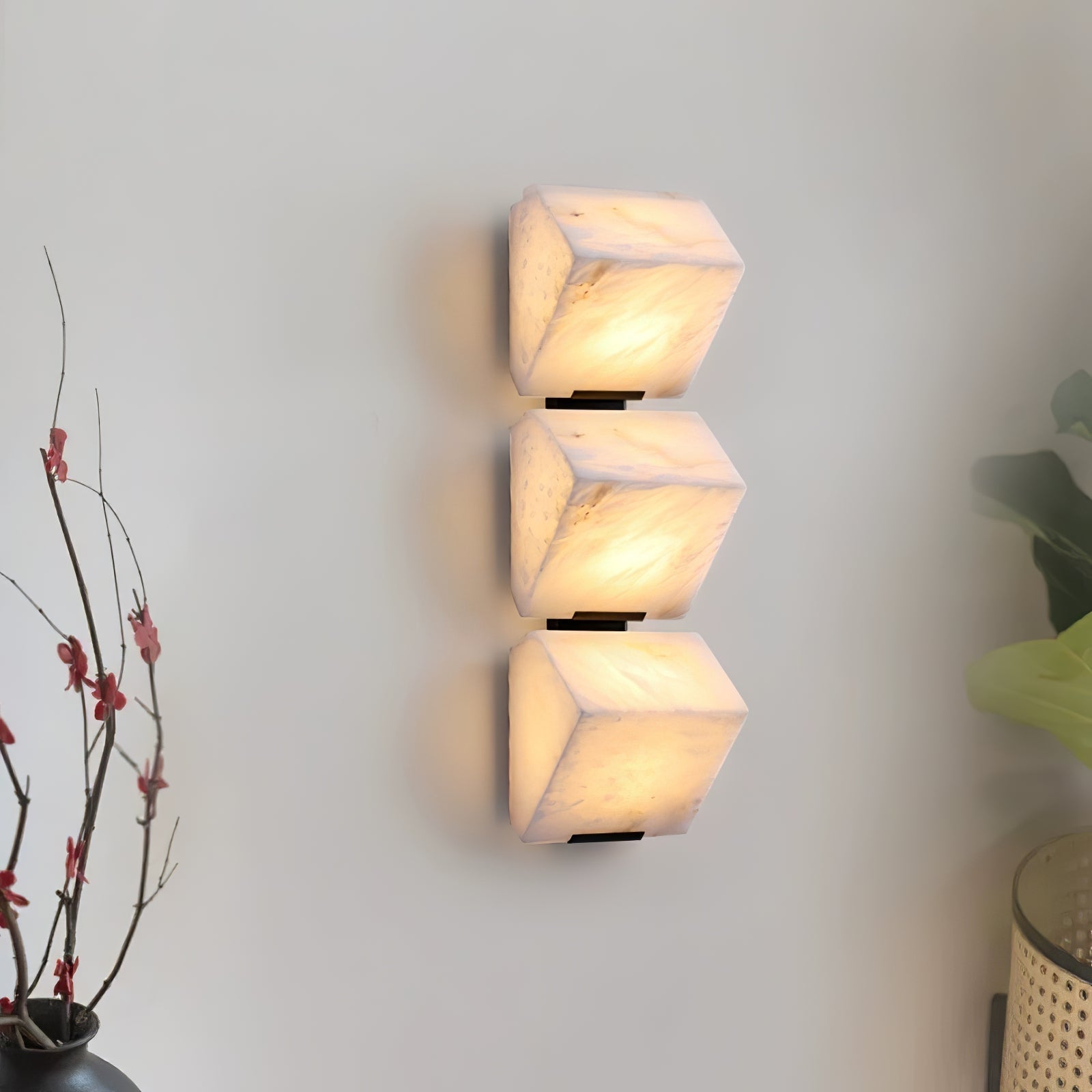 Alabaster Staircase Wall Light, Hardwired Wall Sconce, detail 3