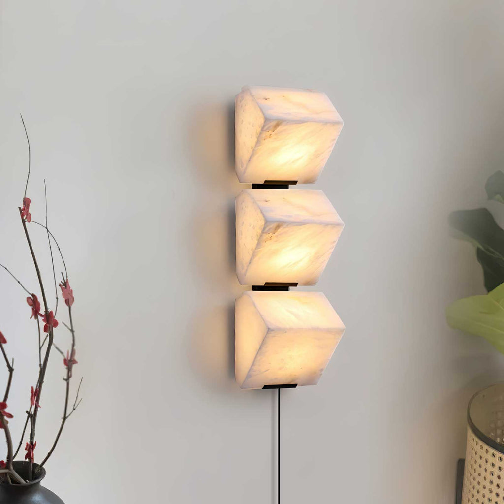 Alabaster Staircase Plug-In Wall Light, Plug-In Wall Sconce, detail 2