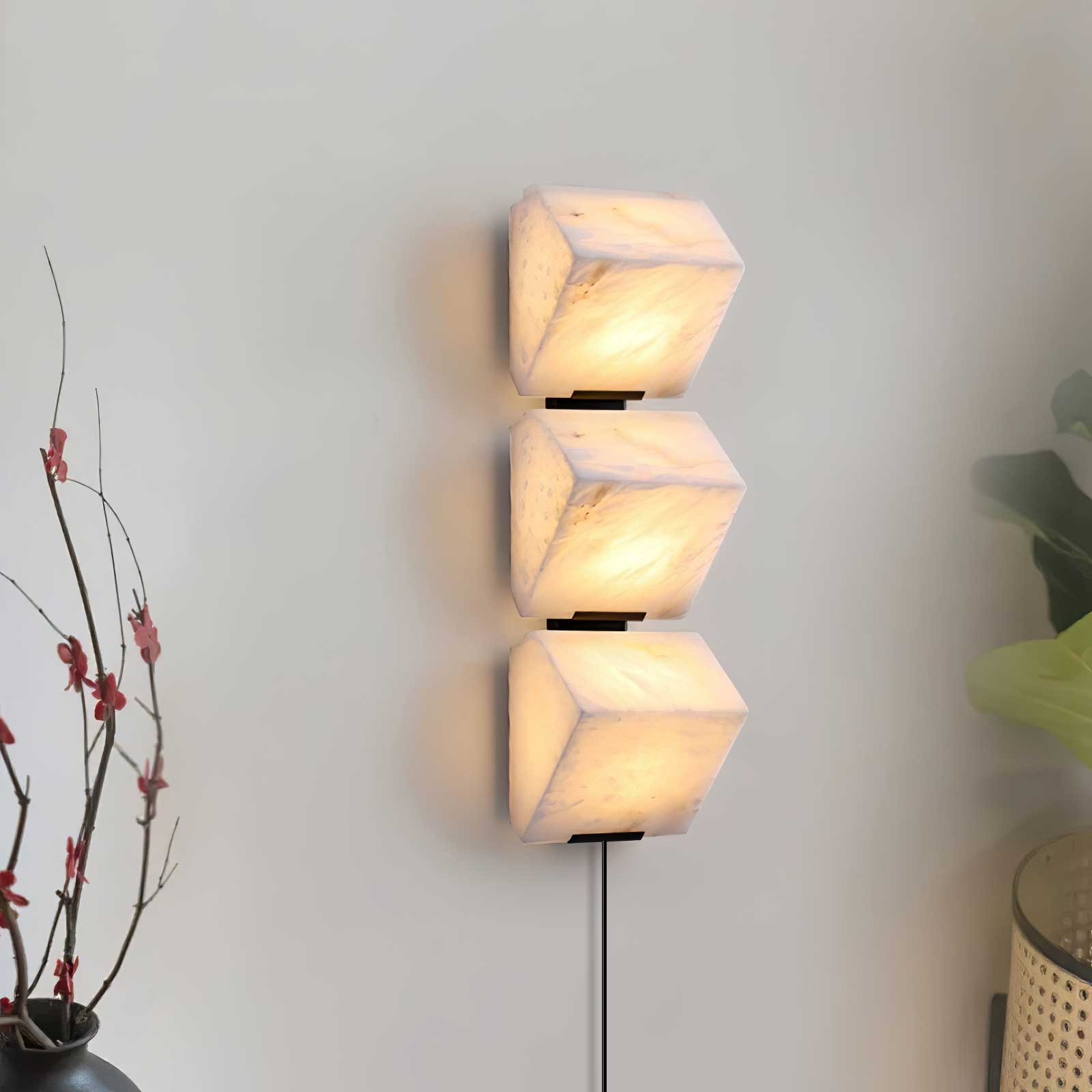 Alabaster Staircase Plug-In Wall Light, Plug-In Wall Sconce, detail 2