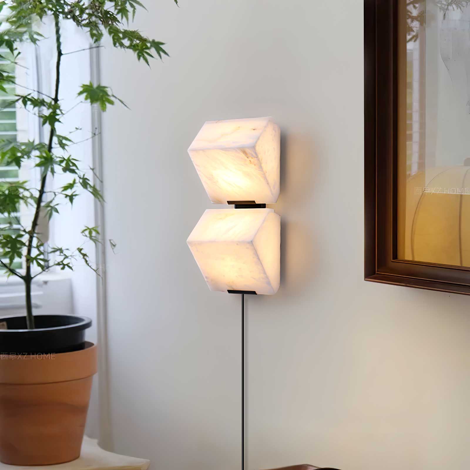 Alabaster Staircase Plug-In Wall Light, Plug-In Wall Sconce, detail 4