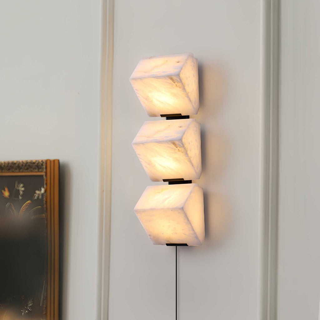 Alabaster Staircase Plug-In Wall Light, Plug-In Wall Sconce, detail 3