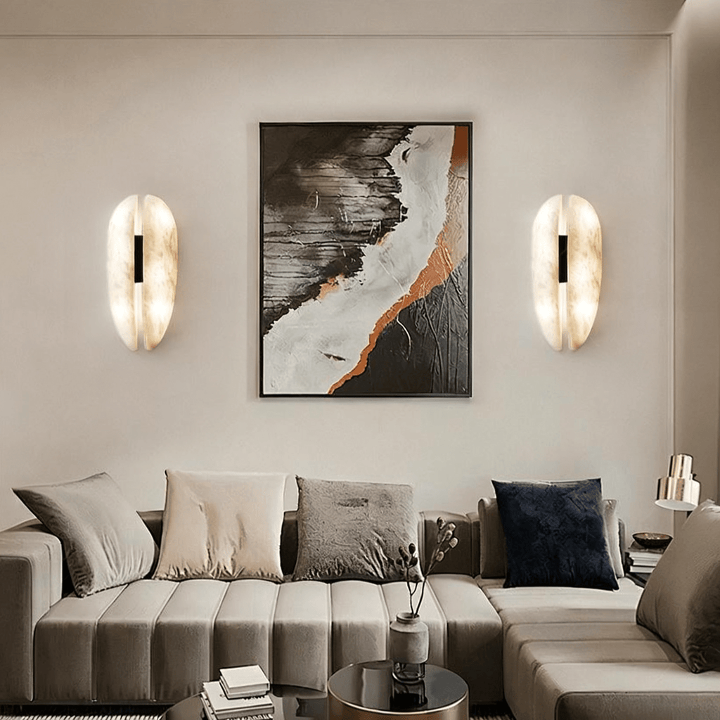 Alabaster Veil Wall Light, Hardwired Wall Sconce, detail 7