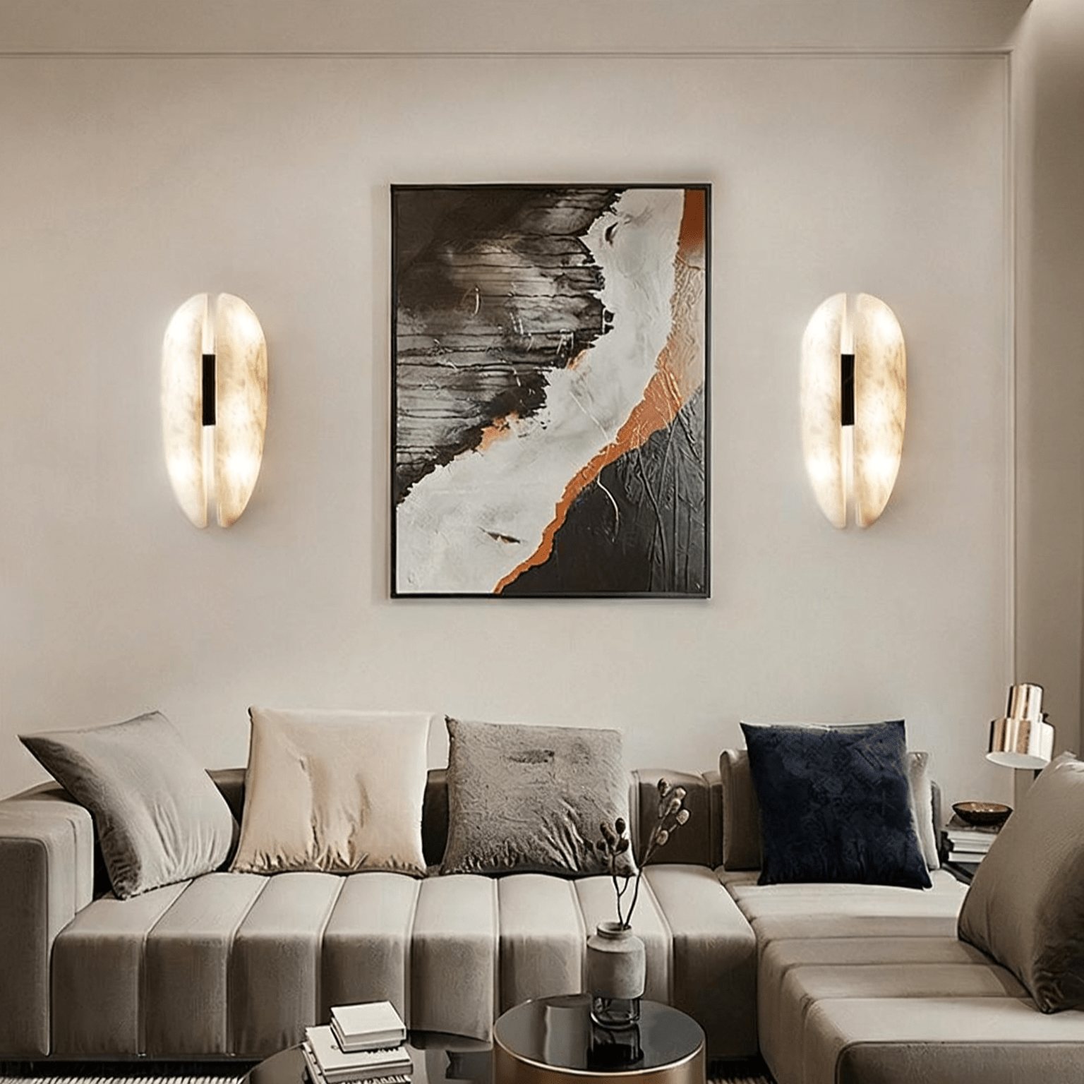 Alabaster Veil Wall Light, Hardwired Wall Sconce, detail 7
