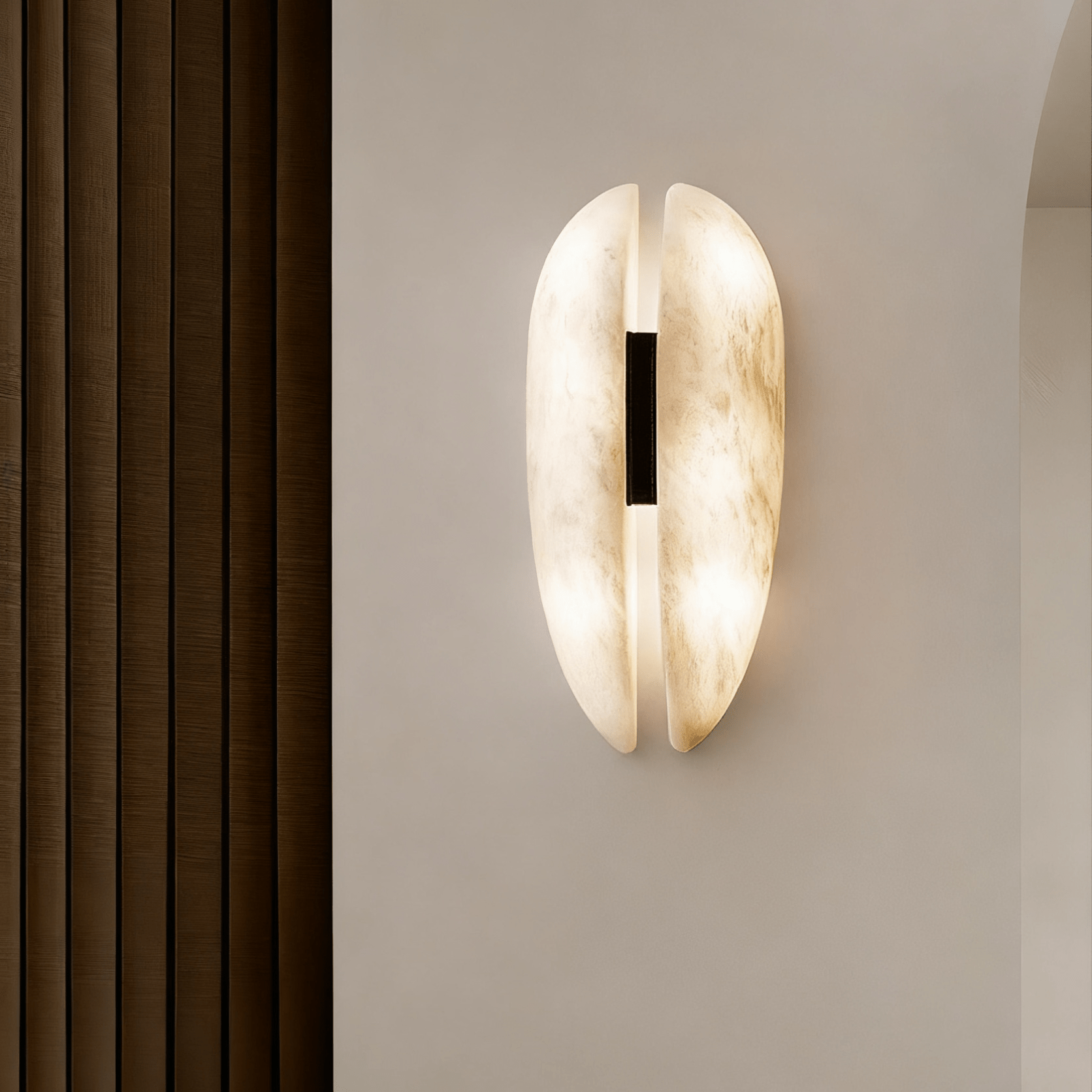 Alabaster Veil Wall Light, Hardwired Wall Sconce, detail 2