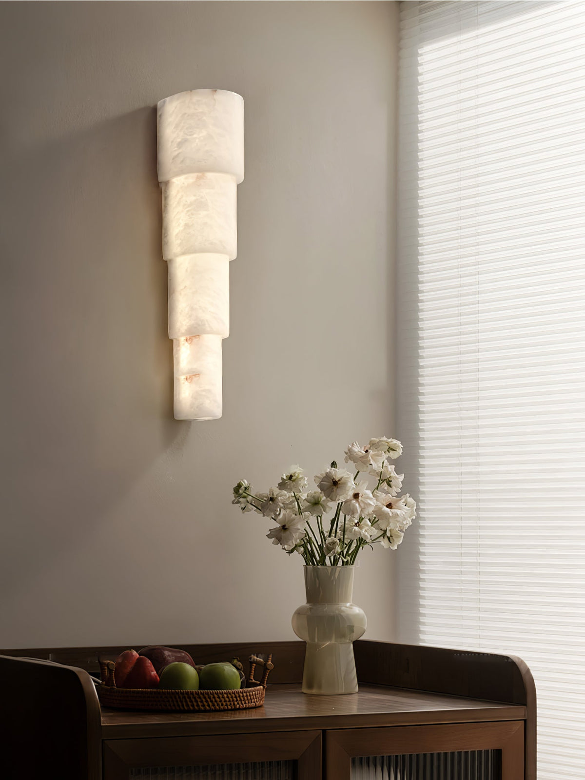 Alba Cascade Alabaster Wall Light, Hardwired Wall Sconce, detail 9