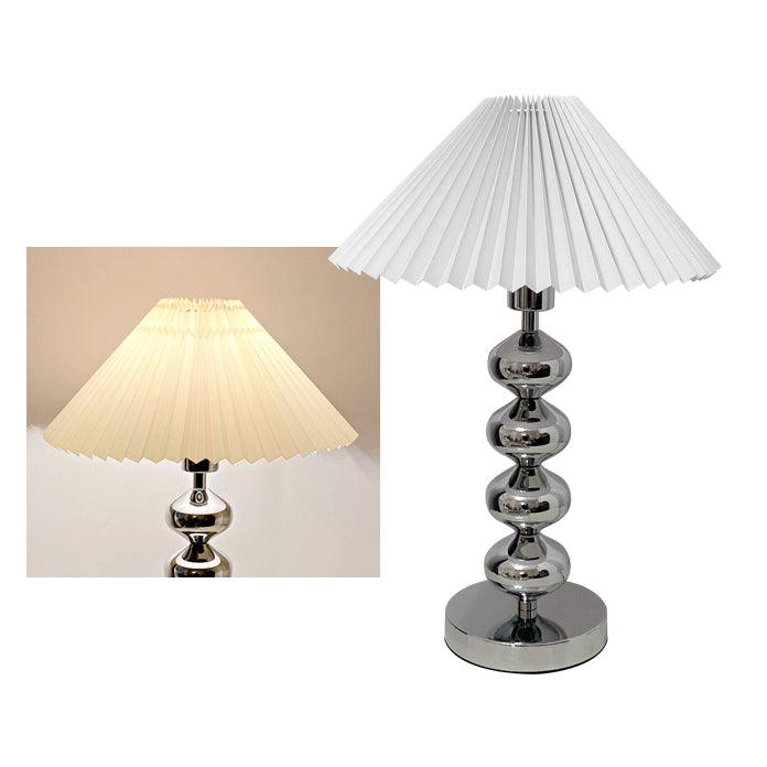 Aleisha Pleated Table Light, Bedside Table Lamp, Metal, Dia 35cm x H 50cm