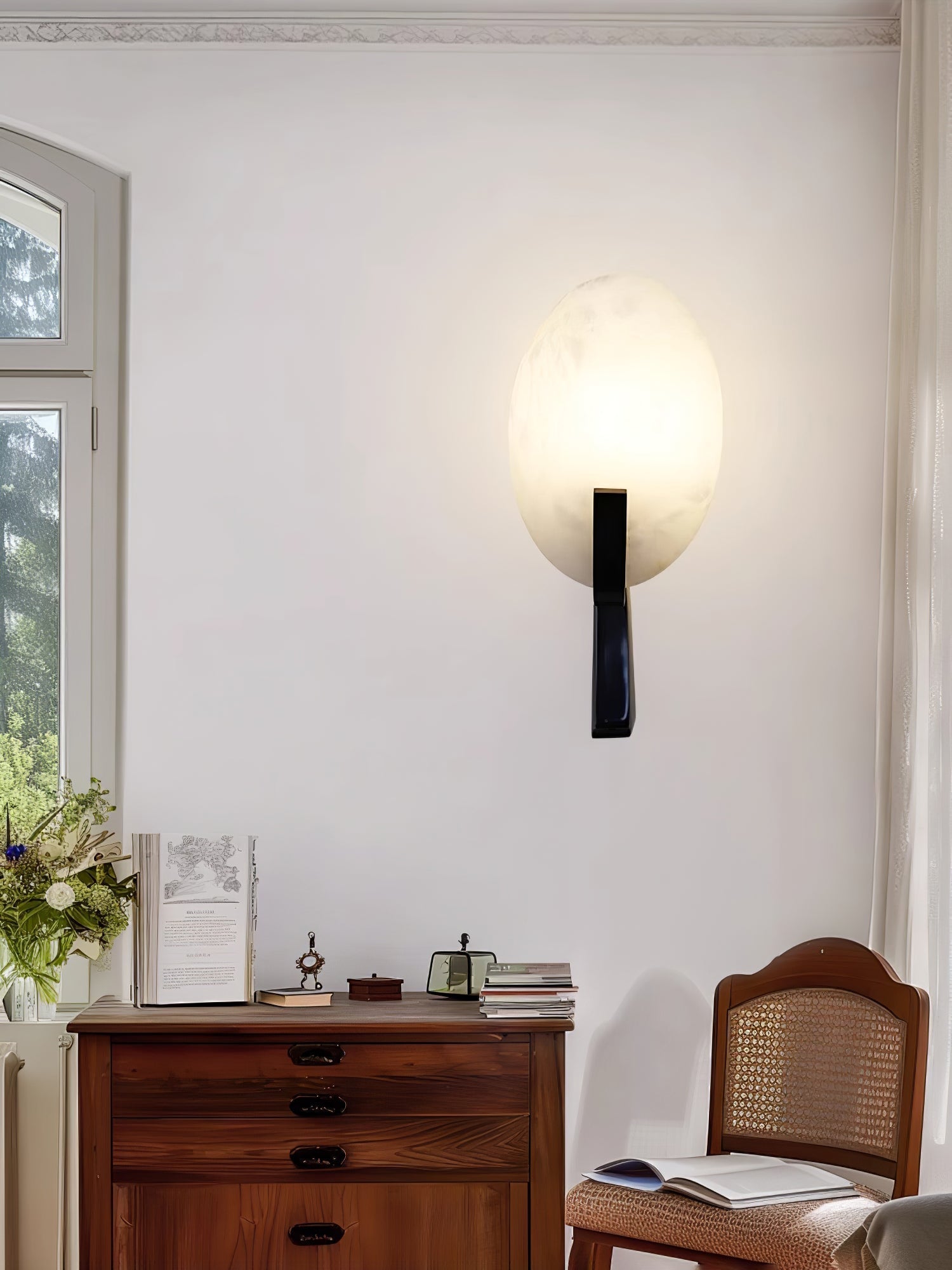 Alice Alabaster Plug-In Wall Light, Plug-In Wall Sconce, detail 23