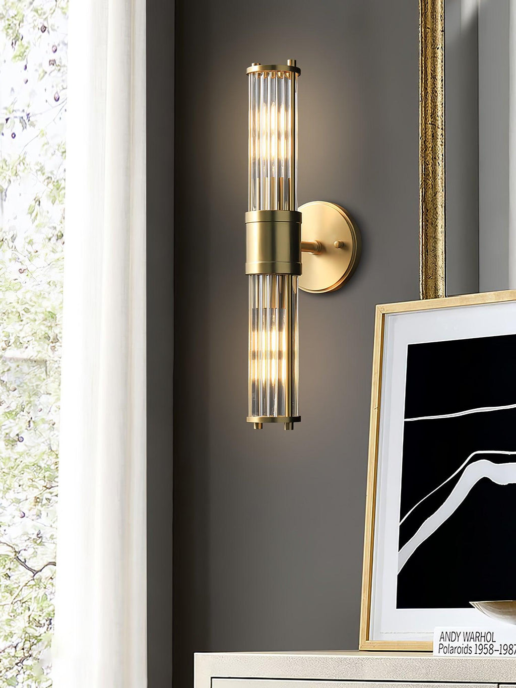 Allen Brass Wall Light, Hardwired Wall Sconce, detail 5
