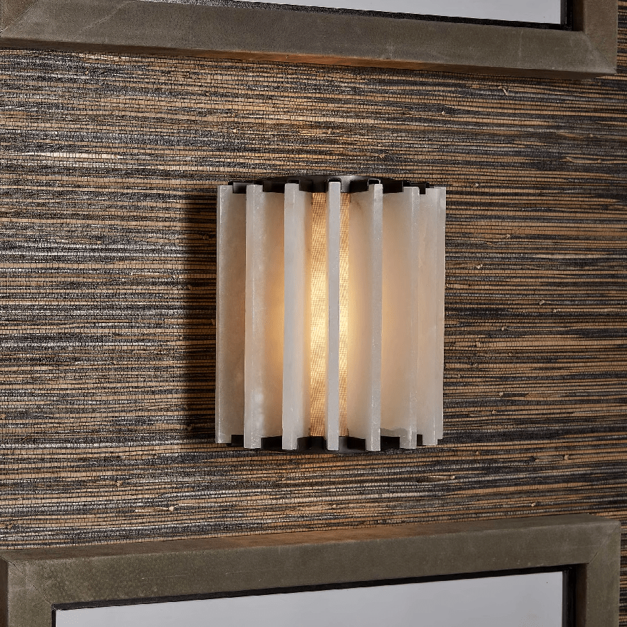 Altrix Alabaster Wall Light - Dia 25cm x H 18cm Metal, Hardwired Wall Sconce, detail 4