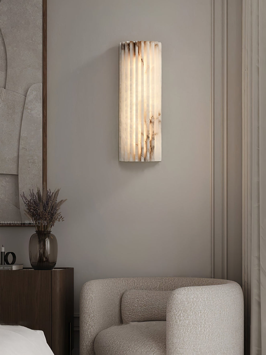 Alvia Alabaster Wall Light, Hardwired Wall Sconce, detail 24