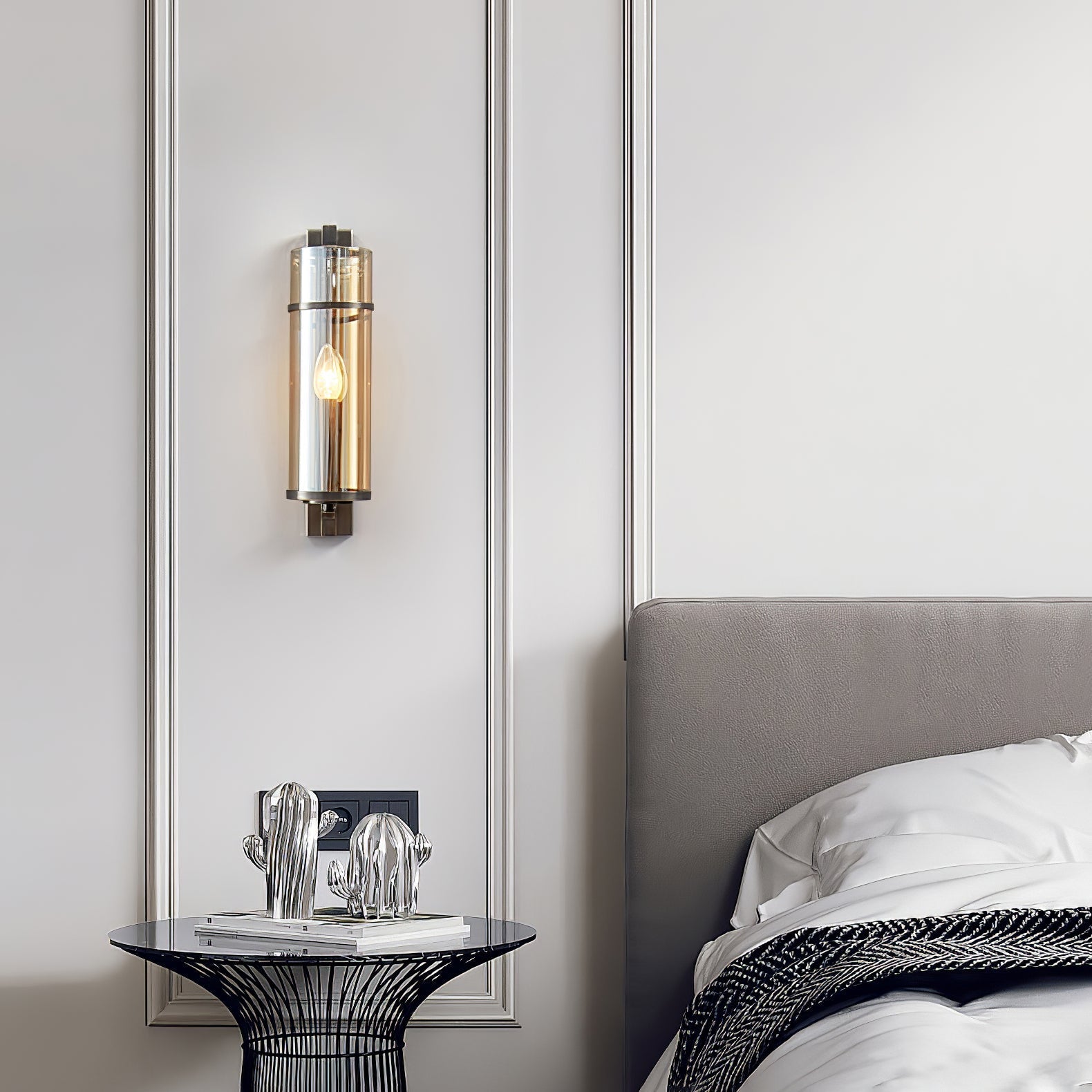 Amalfi Wall Light - Dia 10cm x H 40cm Metal, Hardwired Wall Sconce, detail 9