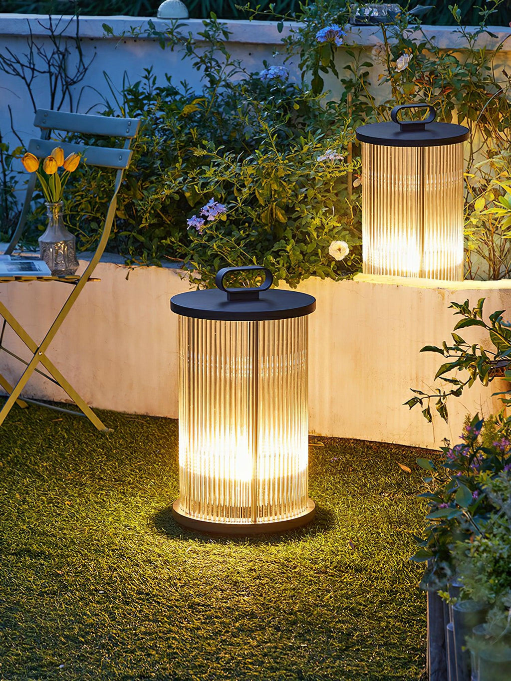Lantern Garden Solar Exterior Light - ∅ 7.9″ x H 14.2″ Stainless Steel, Outdoor Wall Light, detail 22