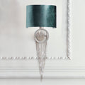 Silver Crystal Velvet Wall Light, Bedroom Wall Sconce, Height 65 cm