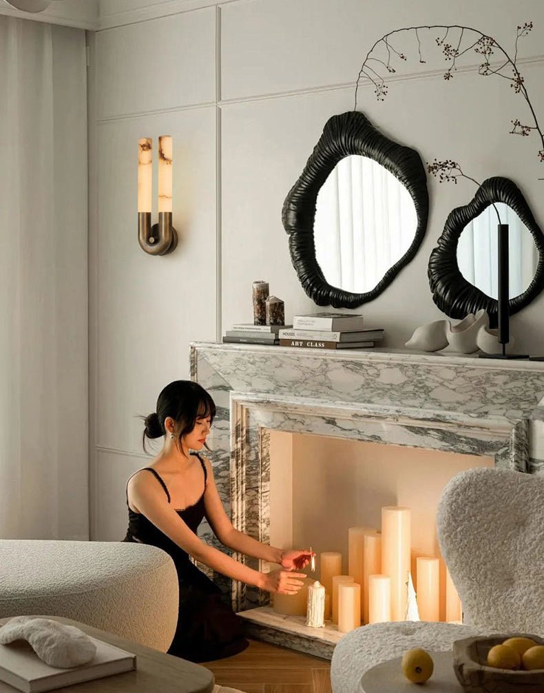 Arch Alabaster Wall Light, Hardwired Wall Sconce, detail 10
