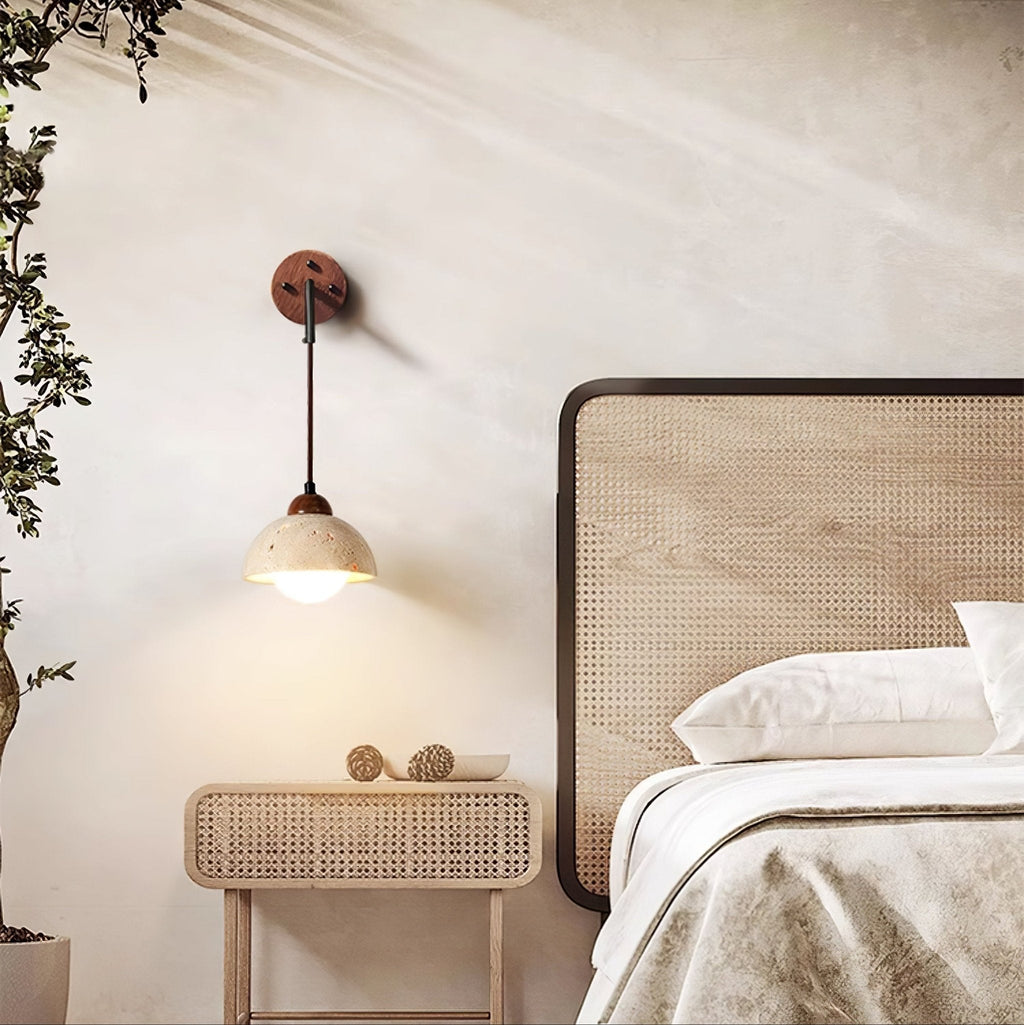 Arched Travertine Wall Light, Hardwired Wall Sconce, detail 5