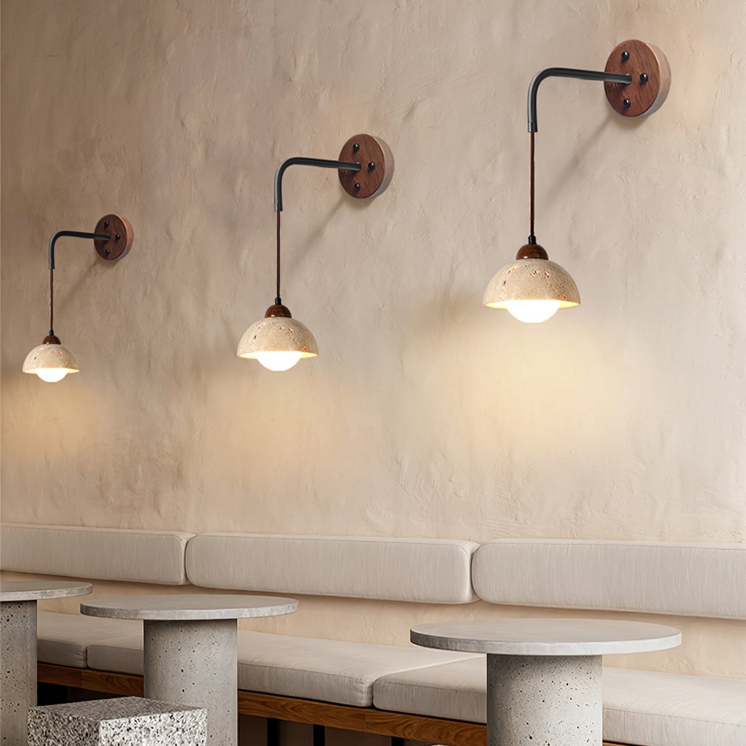 Arched Travertine Wall Light, Hardwired Wall Sconce, detail 14