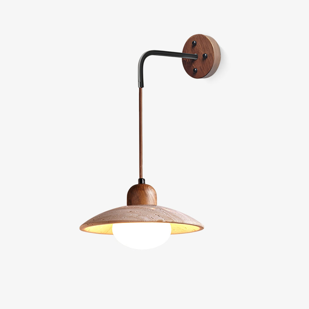 Arched Travertine Wall Light, Hardwired Wall Sconce, Metal, Model A ∅ 4.7″ x H 6.3″