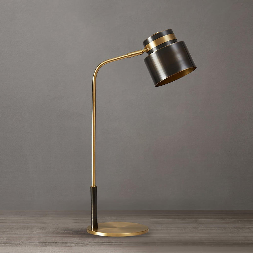 Ari Scandustrial Table Light, Bedside Table Lamp, Brass, D 15cm x W 28cm x H 52cm