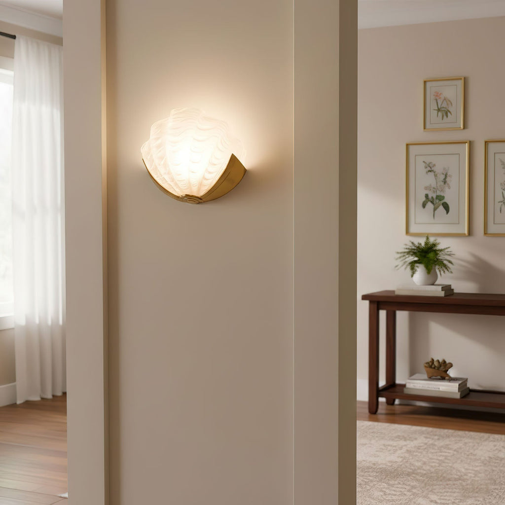 Art Deco Scallop Wall Light, Hardwired Wall Sconce, detail 8