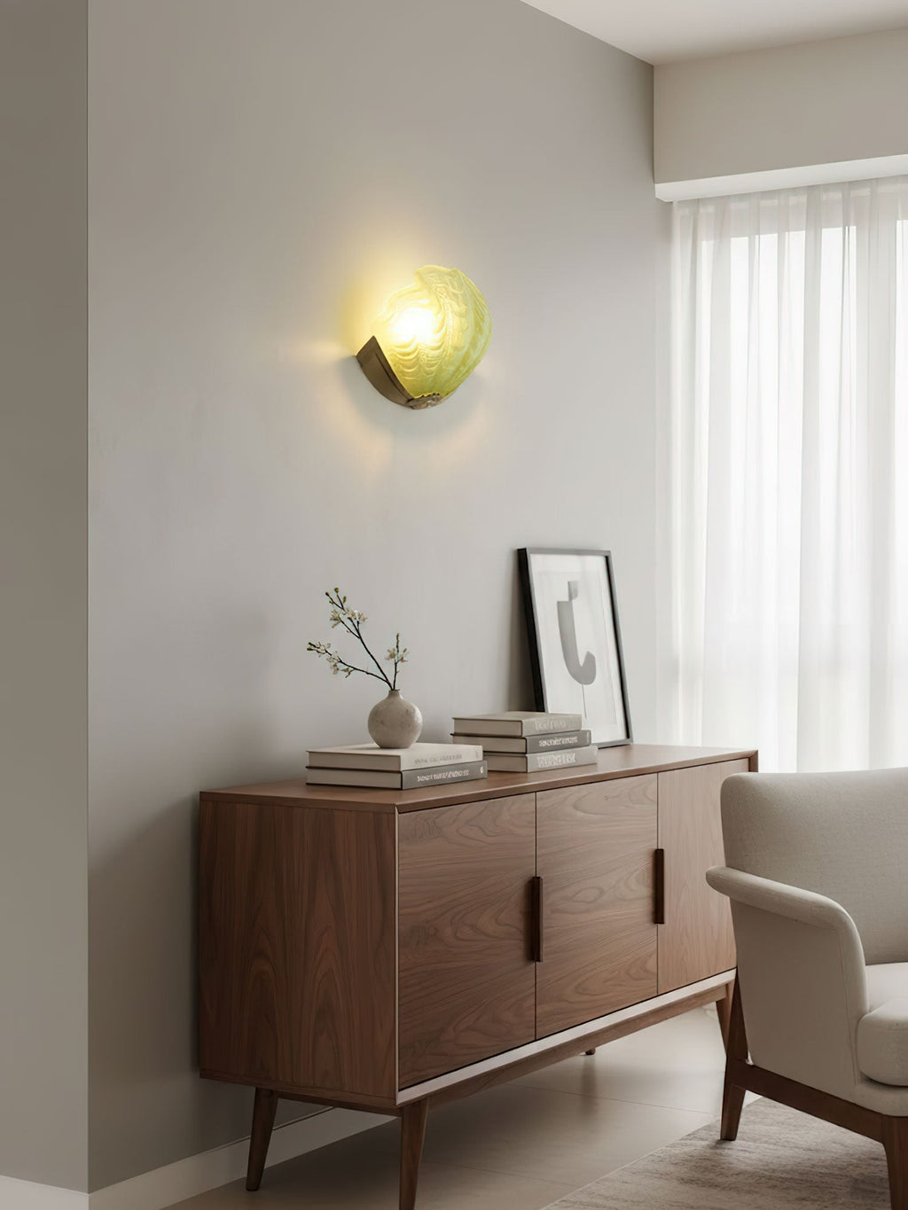 Art Deco Scallop Wall Light, Hardwired Wall Sconce, detail 10