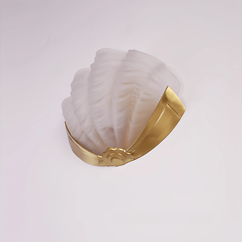 Art Deco Scallop Wall Light, Hardwired Wall Sconce, Metal, Dia 25cm x H 21cm