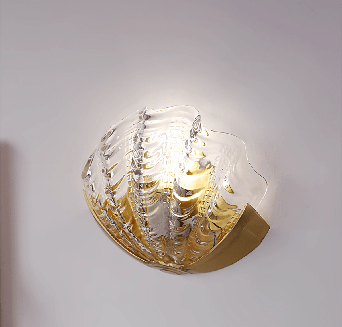 Art Deco Scallop Wall Light, Hardwired Wall Sconce, detail 15