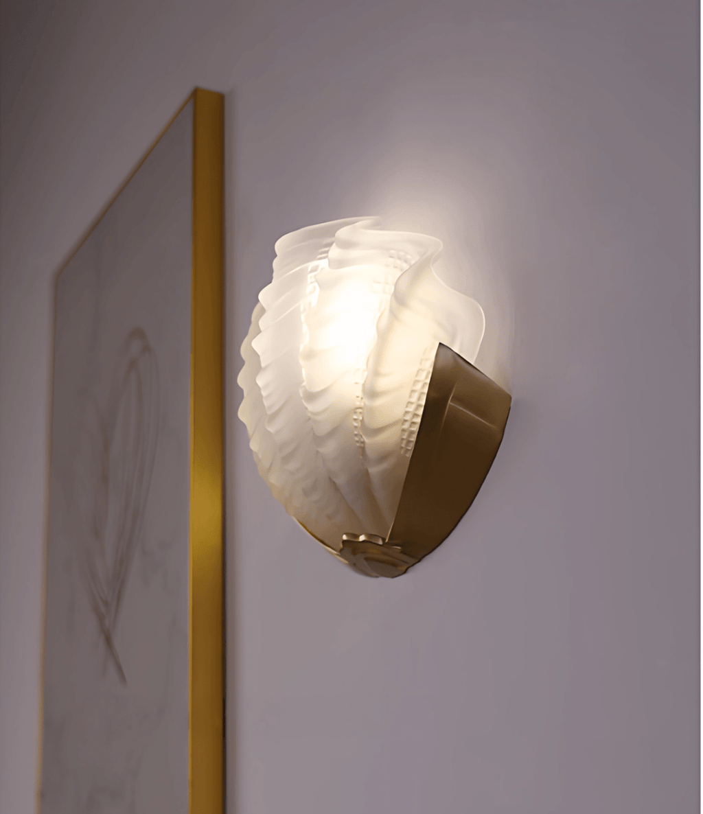 Art Deco Scallop Wall Light, Hardwired Wall Sconce, detail 20