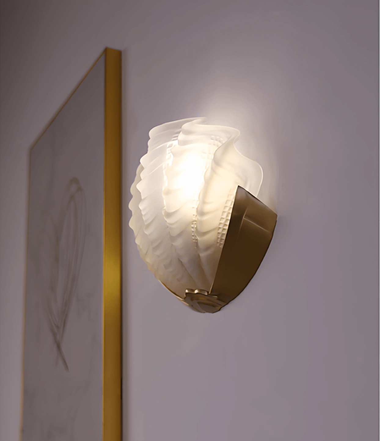 Art Deco Scallop Wall Light, Hardwired Wall Sconce, detail 20