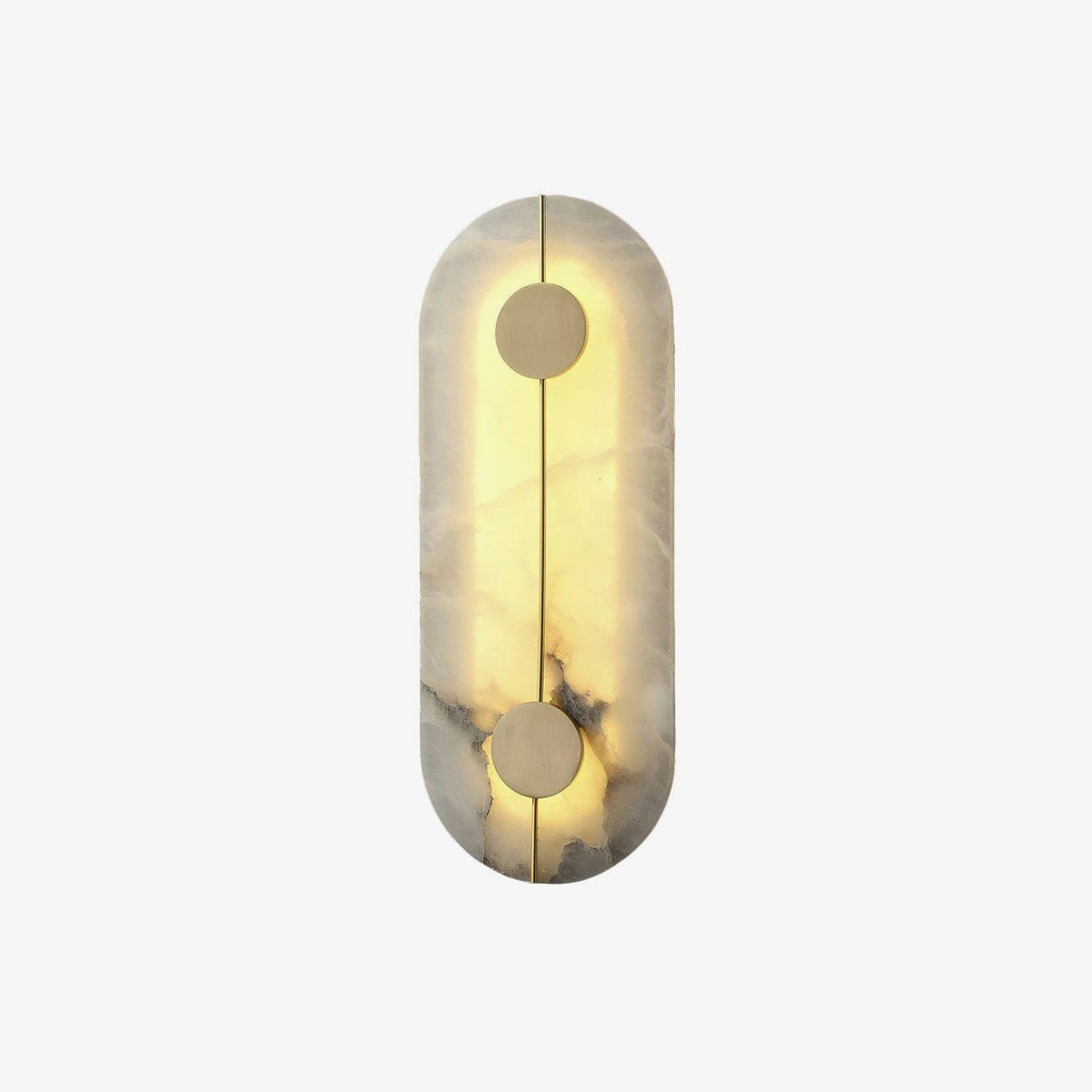 Artistic Marble Wall Light, Bedroom Wall Sconce, Brass, ∅ 7.9″ x H 7.9″ Set of 2