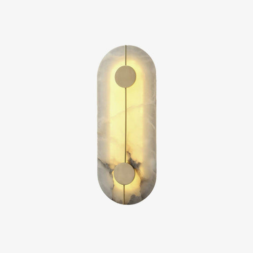 Artistic Alabaster Wall Light, Hardwired Wall Sconce, Brass, ∅ 7.9″ x H 7.9″ Set of 2