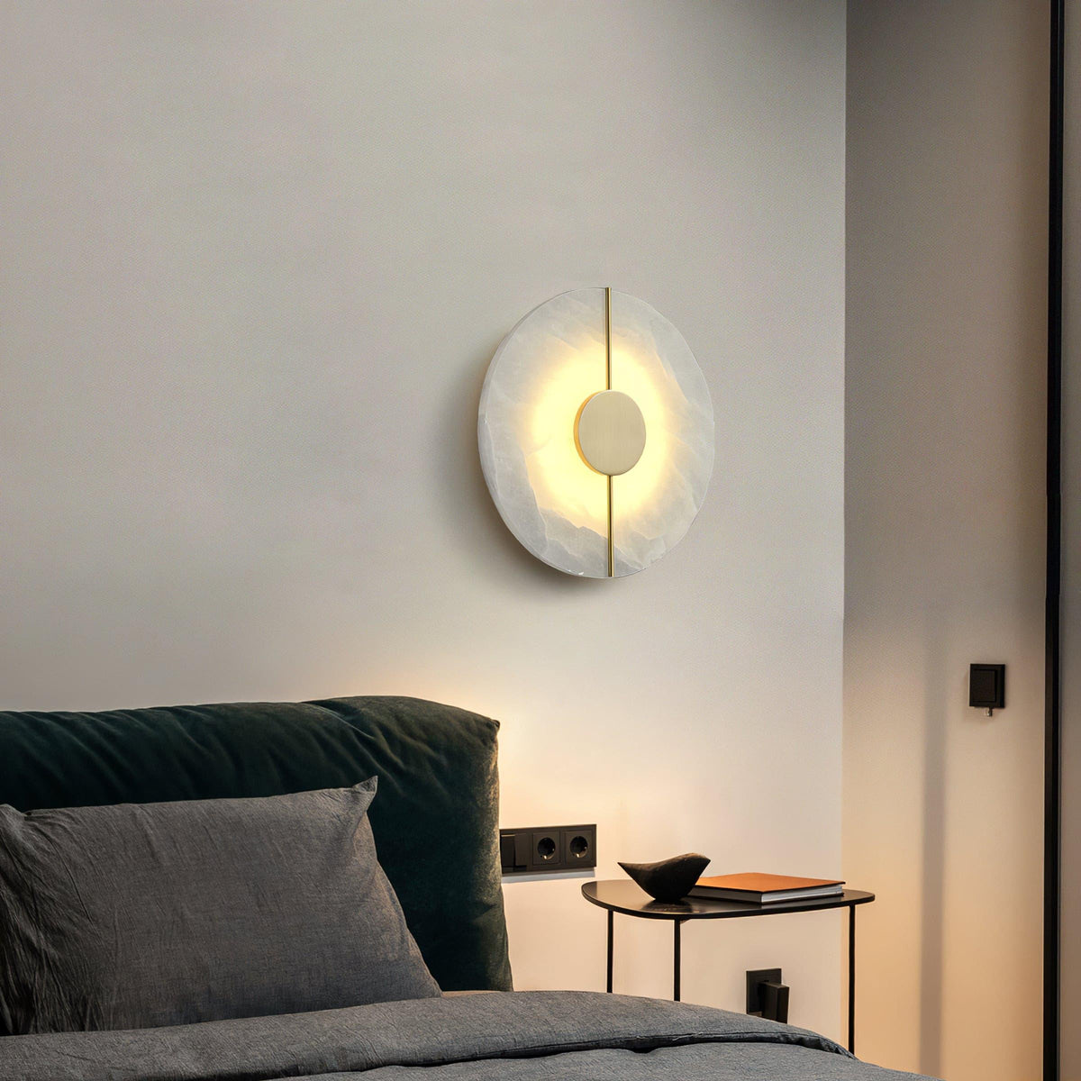 Artistic Alabaster Wall Light, Hardwired Wall Sconce, detail 3