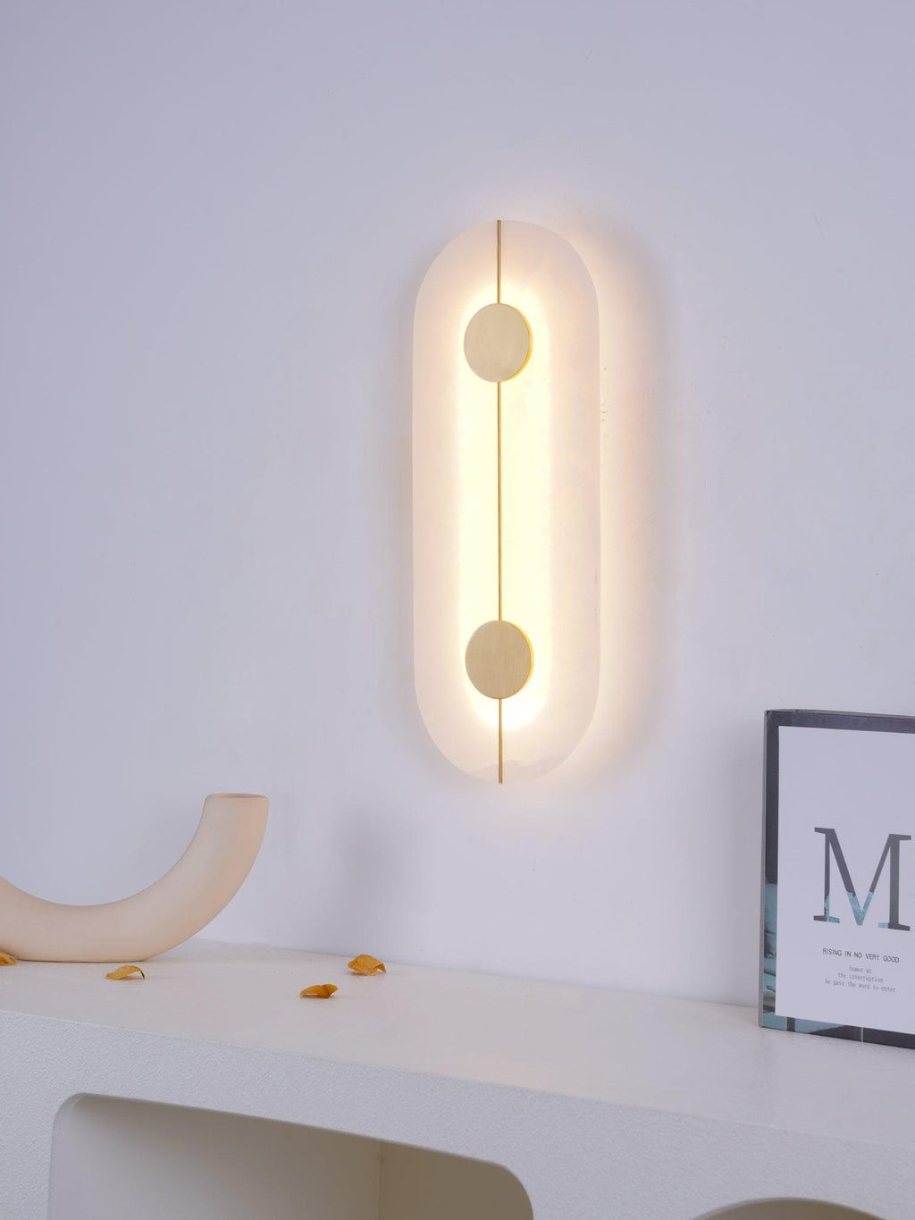 Artistic Alabaster Wall Light, Hardwired Wall Sconce, detail 4