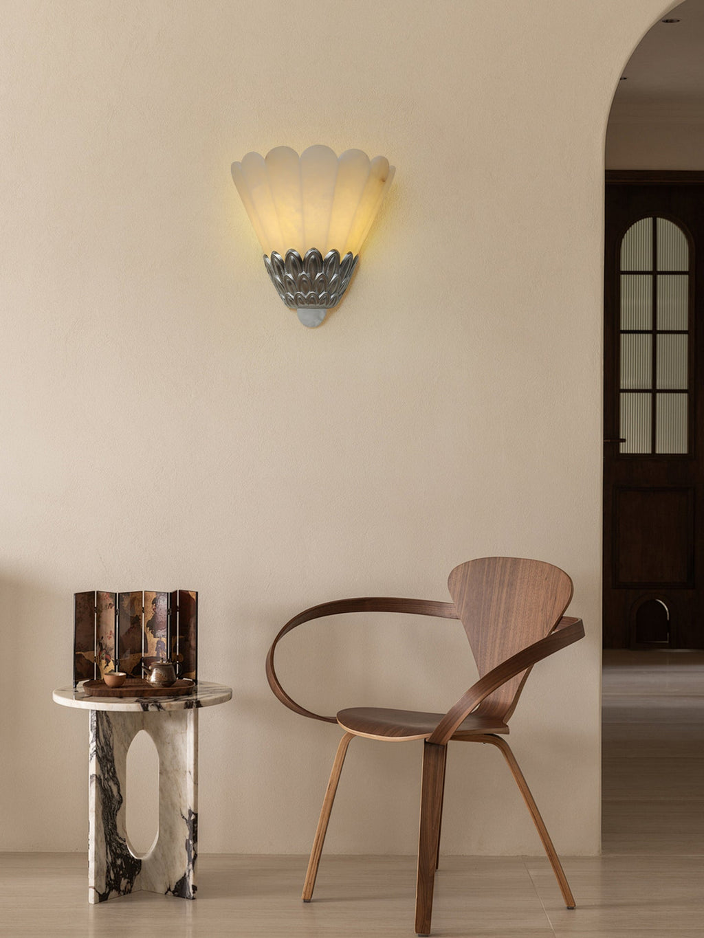 Artoria Petal Alabaster Wall Light - Dia 31cm x H 28cm Alabaster, Hardwired Wall Sconce, detail 20