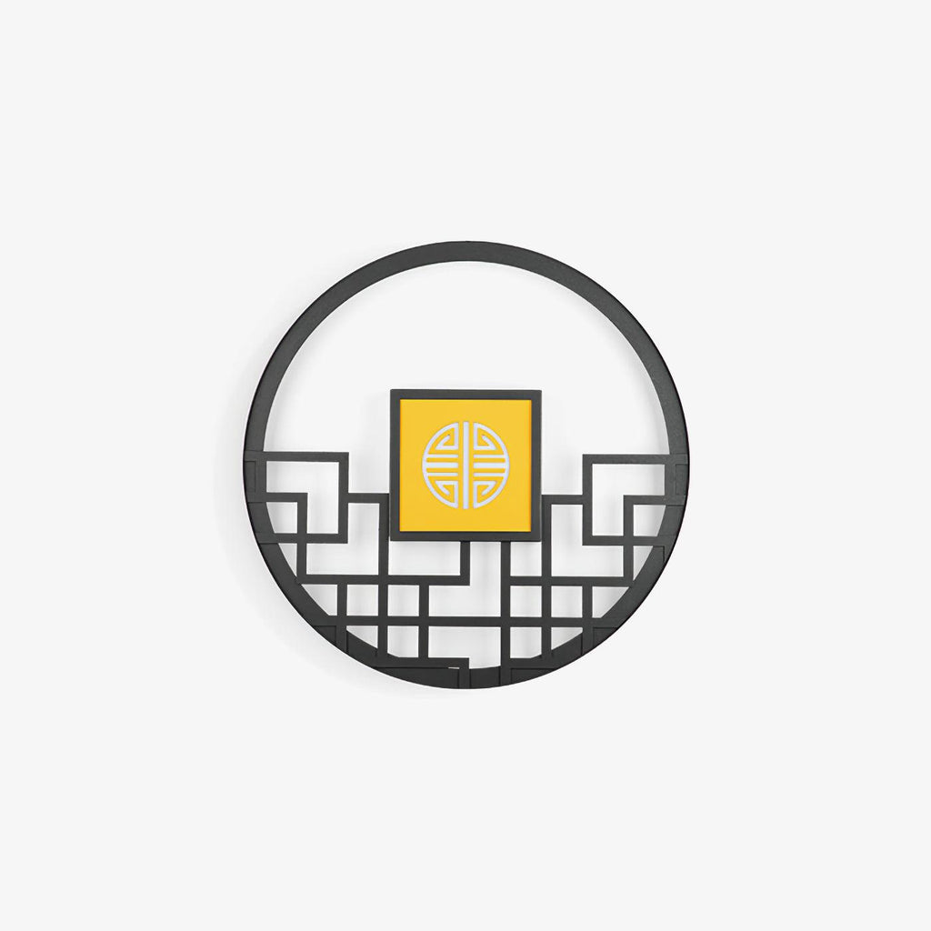 Asian Style Circular Garden Wall Light, Outdoor Wall Light, Stainless Steel, ∅ 31.5″ x H 31.5″