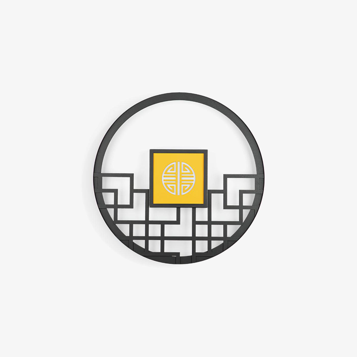 Asian Style Circular Garden Wall Light, Outdoor Wall Light, Stainless Steel, ∅ 31.5″ x H 31.5″