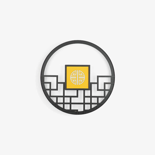 Asian Style Circular Garden Wall Light, Outdoor Wall Light, Stainless Steel, ∅ 31.5″ x H 31.5″
