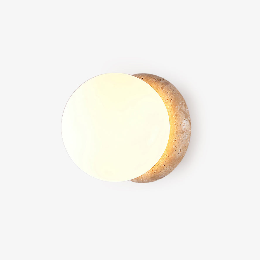 Asteroid Wall Light, Hardwired Wall Sconce, Travertine, Dia 16cm x H 16cm