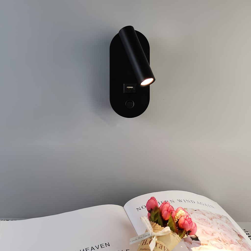 Enna Surface Wall Fixture With USB 3", Bedroom Wall Sconce, detail 7