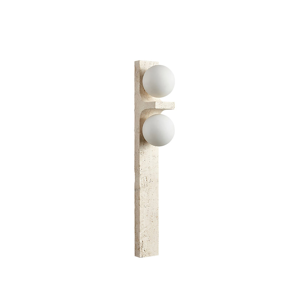 Asymmetrical Travertine Wall Light, Hardwired Wall Sconce, detail 7