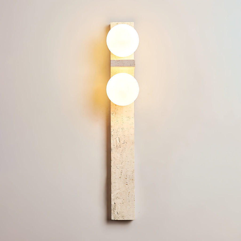 Asymmetrical Travertine Wall Light, Hardwired Wall Sconce, detail 12