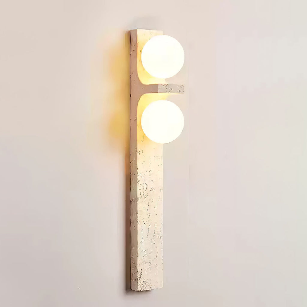 Asymmetrical Travertine Wall Light, Hardwired Wall Sconce, detail 13