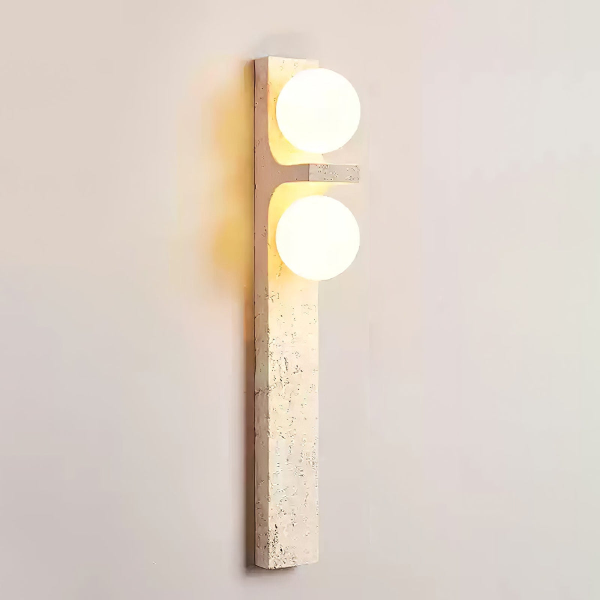 Asymmetrical Travertine Wall Light, Hardwired Wall Sconce, detail 13
