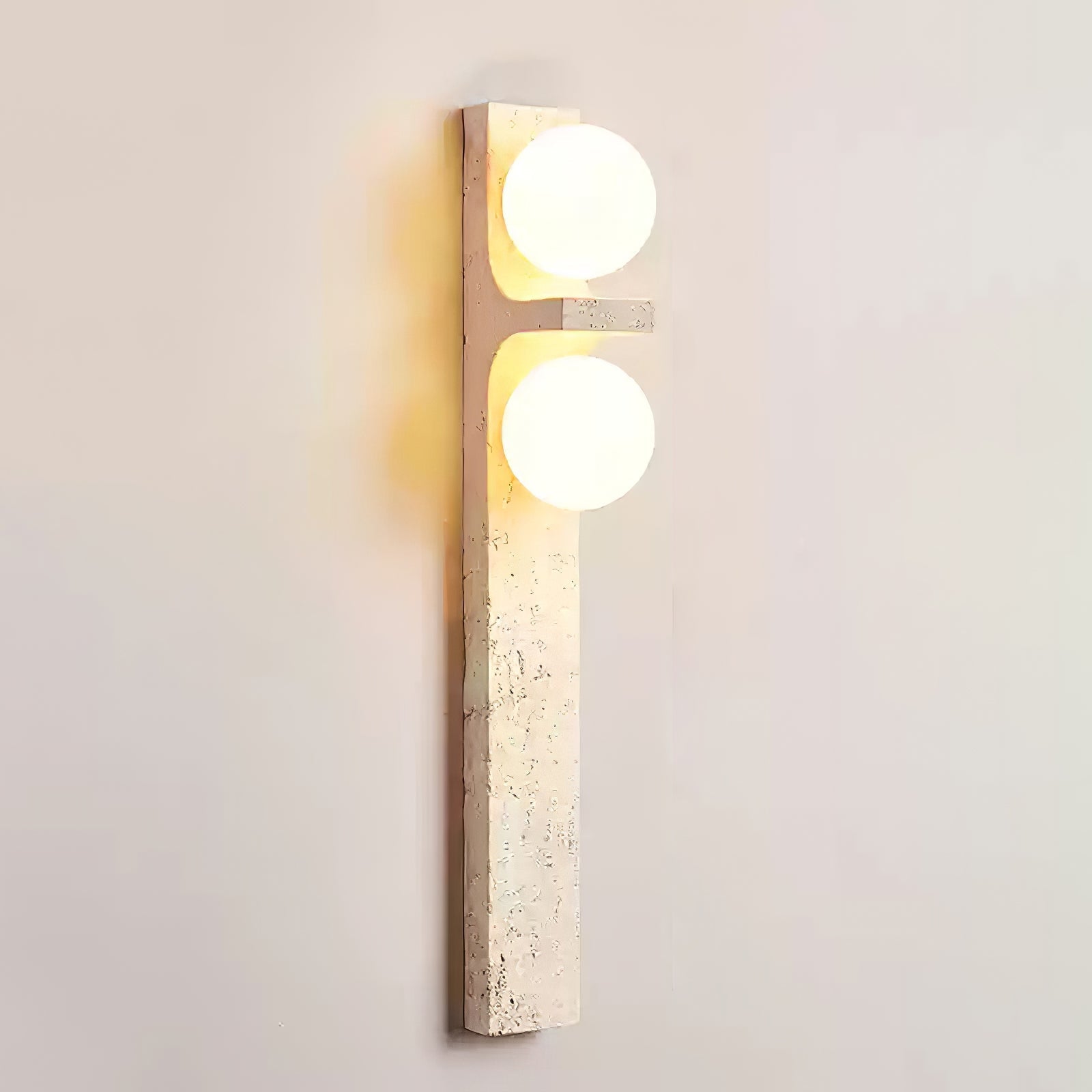 Asymmetrical Travertine Wall Light, Hardwired Wall Sconce, detail 13