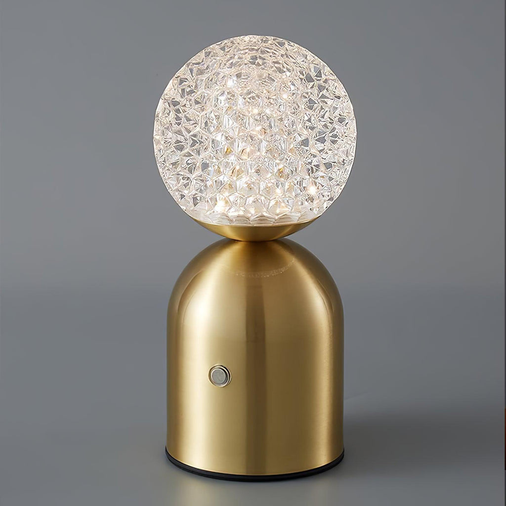 Atlas Built-in Battery Table Light, Bedside Table Lamp, Brass, ∅ 3.5″ x H 7.4″