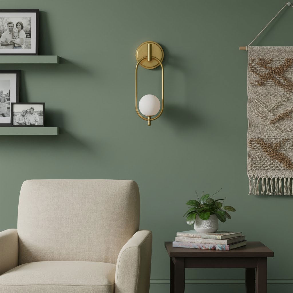 Aurea Brass Wall Light, Hardwired Wall Sconce, detail 7