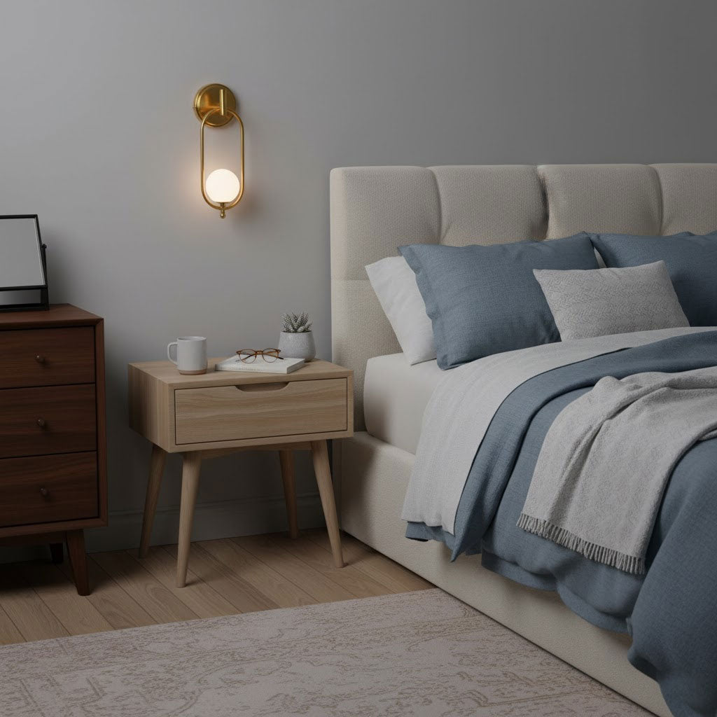 Aurea Brass Wall Light, Hardwired Wall Sconce, detail 3